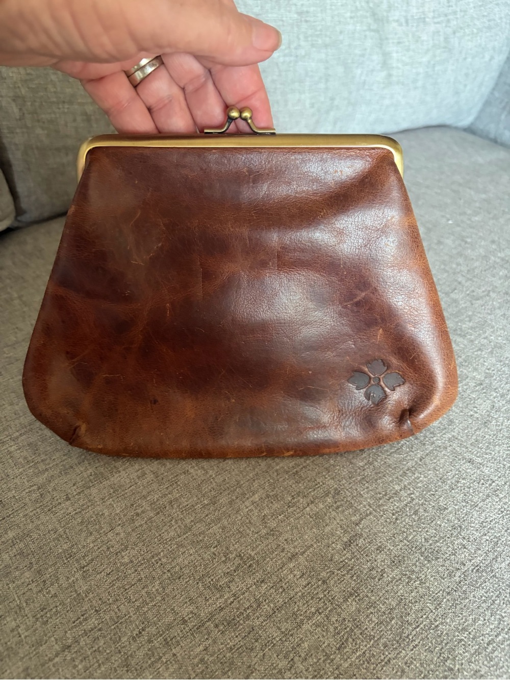 Patricia Nash Brown Embossed Leather Kiss-Lock Clutch - Picture 2 of 7